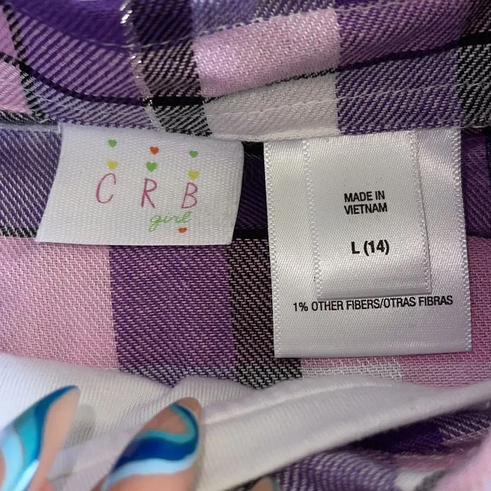 CRB Girl | Purple Plaid Button Up and Graphic Tee